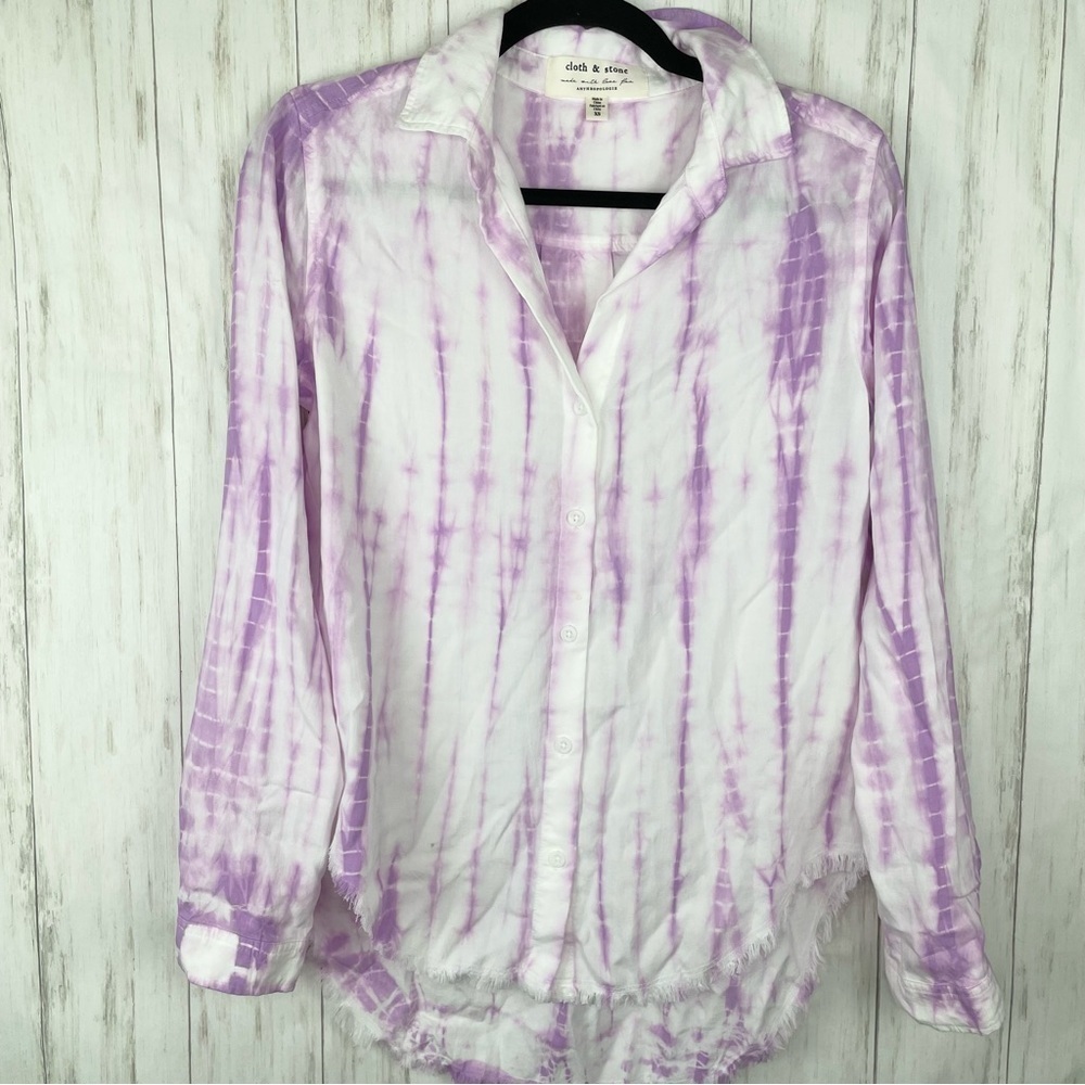 Anthropologie Cloth and Stone purple and white tie dye XS